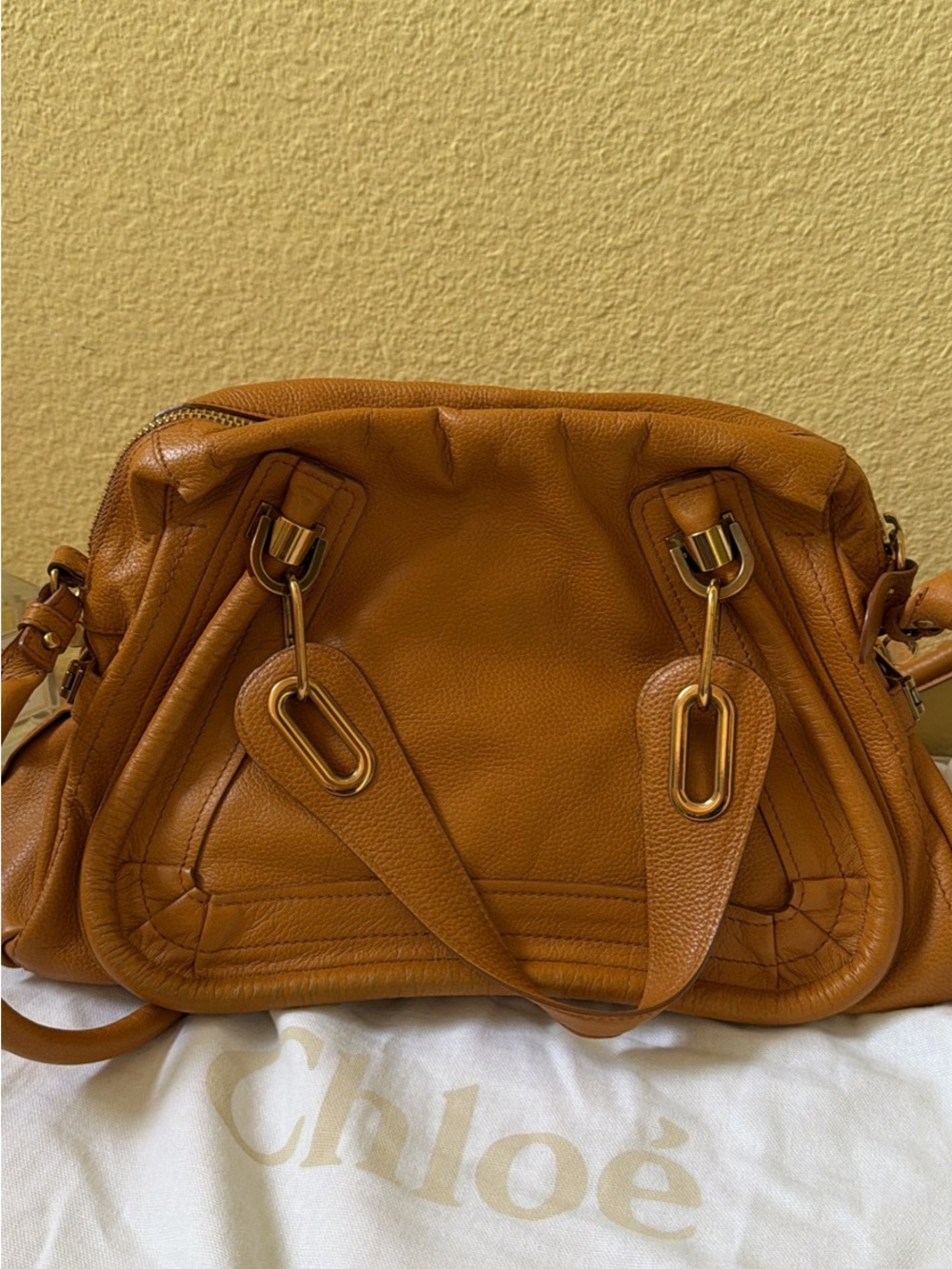 Chloe Cognac Brown Leather Shoulder Bag